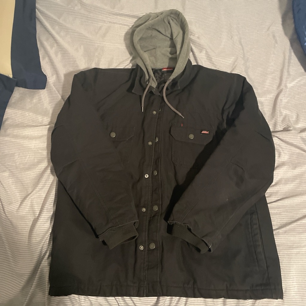 Dickies Black Hooded Shirt Jacket